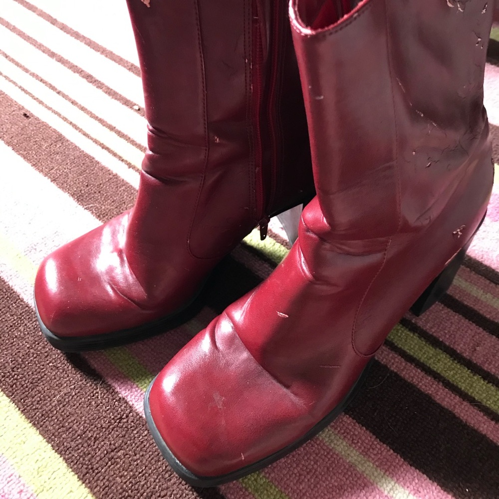 red high heel boots